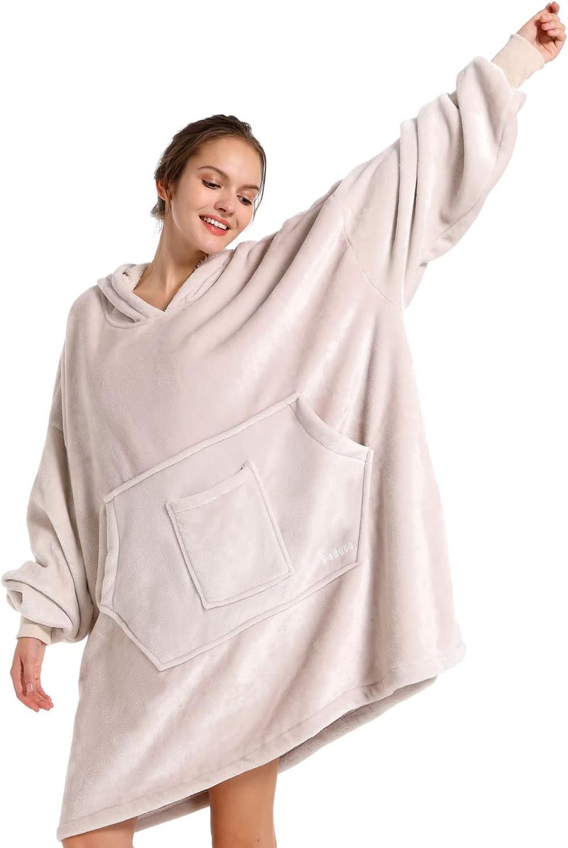 REDESS Blanket Hoodie Sweatshirt, Wearable Blanket Oversized Sherpa with Sleeves and Giant Pocket, Cozy Hoodie for Adult Kids - Image 1